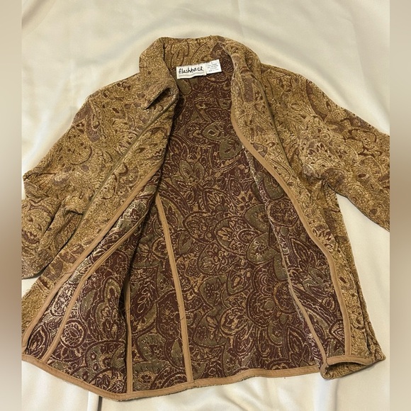 Vintage Flashback Patterned Woven Tapestry Zip Up Jacket - L - Picture 7 of 7